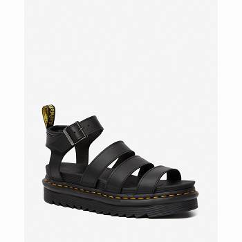 Dr Martens Blaire Hydro Kožené Gladiator - Cierne Sandale Damske, DR0298